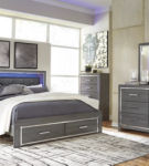 Signature Design by Ashley Lodanna King Panel Bed with 2 Storage Drawers-Gray
