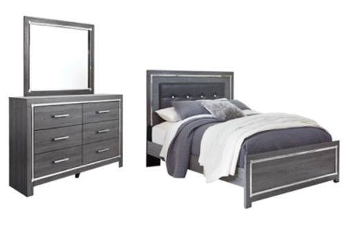 Signature Design by Ashley Lodanna Queen Panel Bed, Dresser and Mirror-Gray