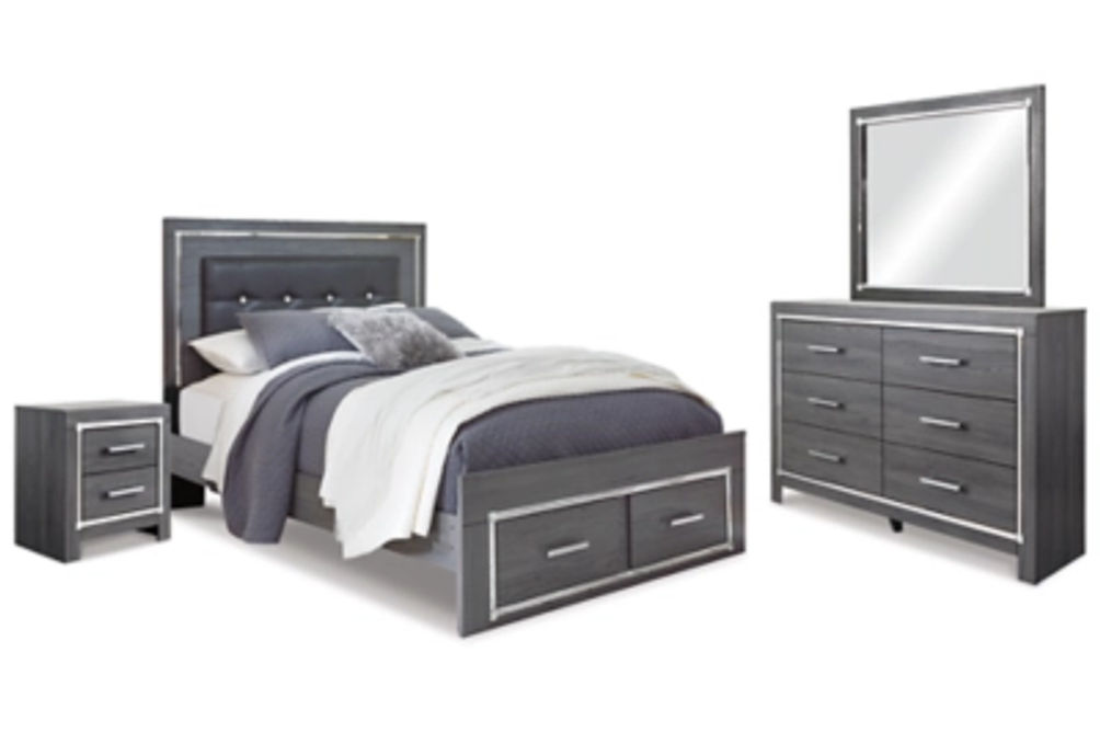 Signature Design by Ashley Lodanna Queen Storage Bed, Dresser, Mirror and 2 Ni