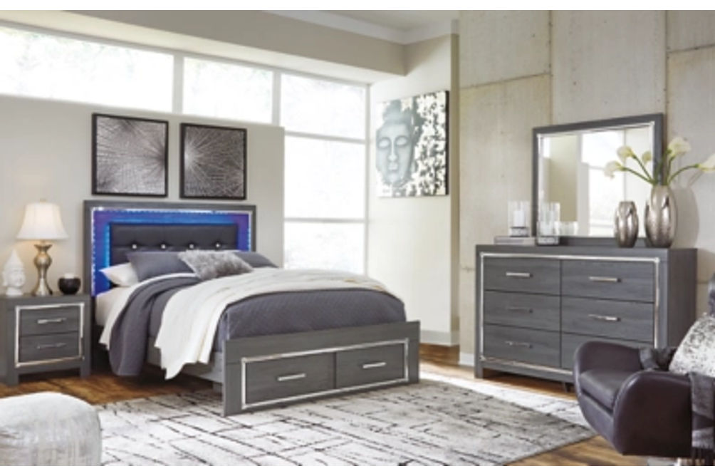 Signature Design by Ashley Lodanna Queen Storage Bed, Dresser, Mirror and 2 Ni