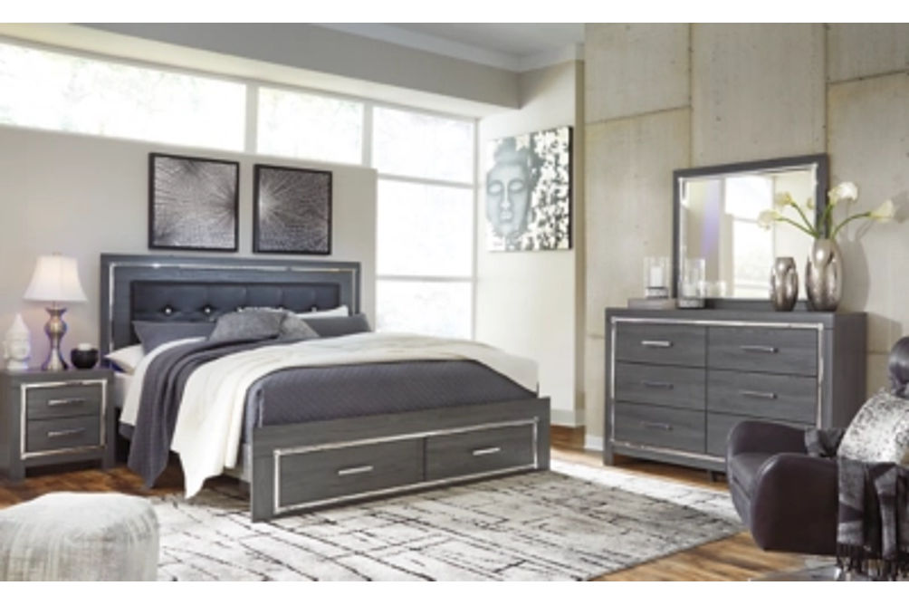 Signature Design by Ashley Lodanna King Panel Storage Bed with Mirrored Dresse