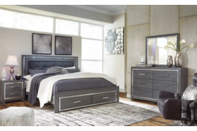 Signature Design by Ashley Lodanna King Panel Storage Bed with Mirrored Dresse