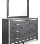 Lodanna King Upholstered Panel Headboard, Dresser, Mirror, and Nightstand-Gray