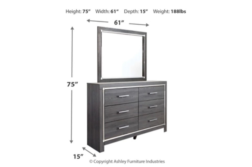 Signature Design by Ashley Lodanna King Panel Storage Bed with Mirrored Dresse