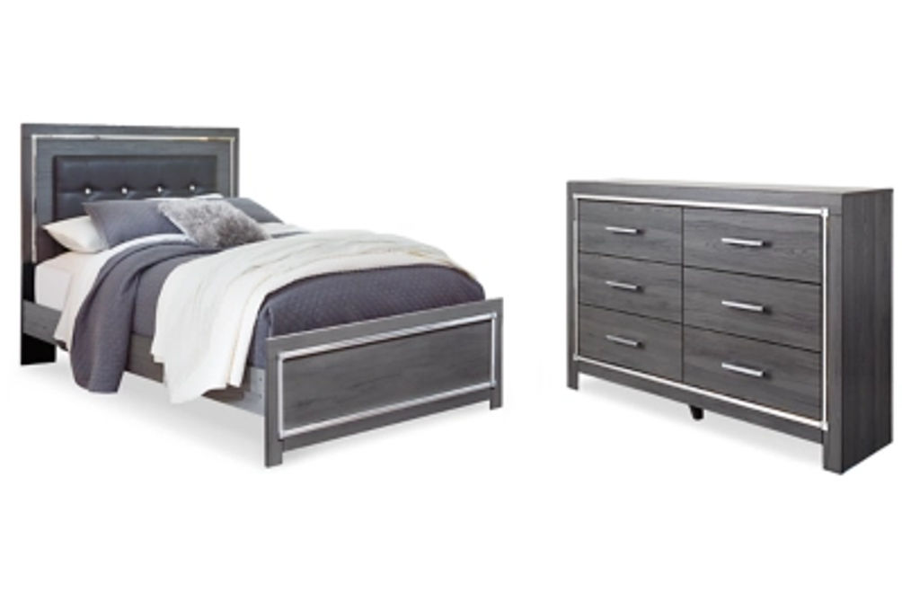 Signature Design by Ashley Lodanna Queen Panel Bed and Dresser-Gray