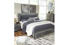 Signature Design by Ashley Lodanna King Panel Bed with 2 Storage Drawers-Gray