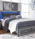 Signature Design by Ashley Lodanna King Panel Bed with 2 Storage Drawers-Gray