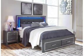 Signature Design by Ashley Lodanna King Panel Bed with 2 Storage Drawers-Gray