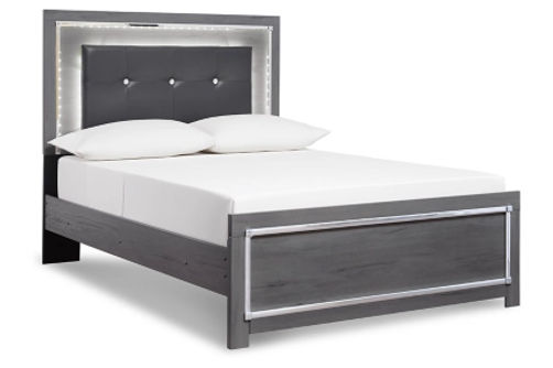 Lodanna Full Upholstered Panel Bed, Dresser, Mirror, and Nightstand-Gray