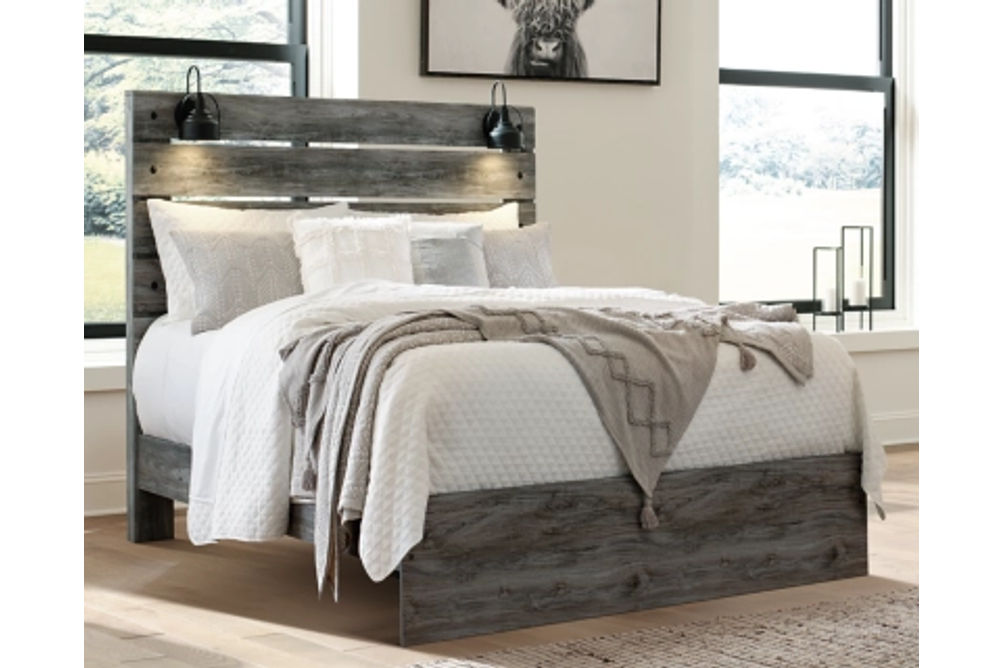Baystorm Queen Panel Bed, Dresser, Mirror and Nightstand-Gray