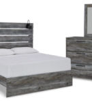 Baystorm Queen Panel Bed, Dresser, Mirror and Nightstand-Gray