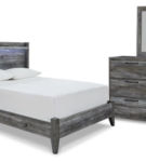 Baystorm Full Panel Bed, Dresser, Mirror and Nightstand-Gray