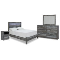 Baystorm Full Panel Bed, Dresser, Mirror and Nightstand-Gray