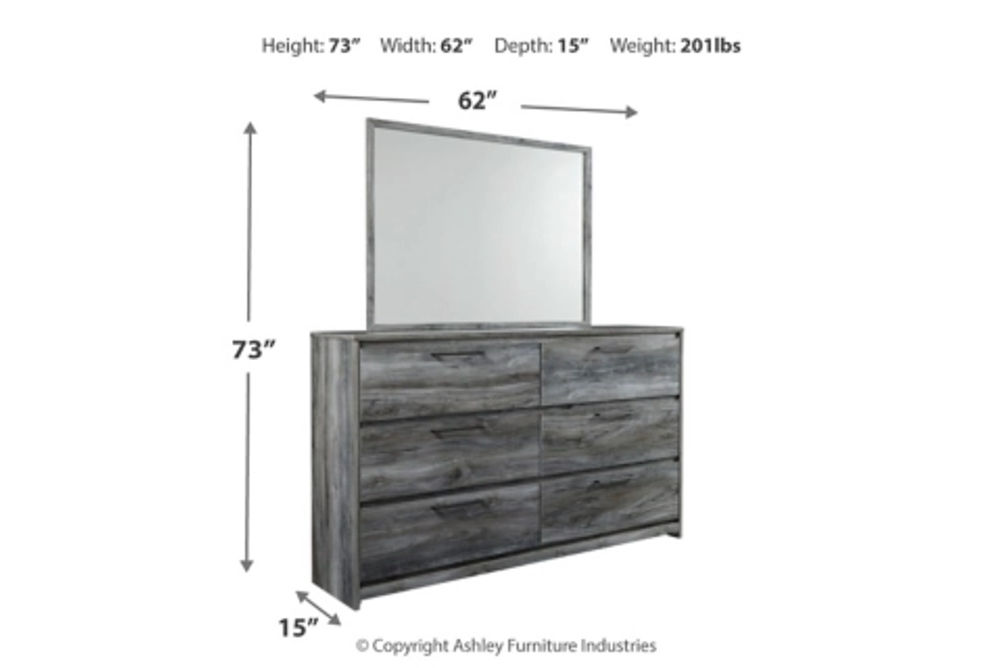 Baystorm Full Panel Bed, Dresser, Mirror and Nightstand-Gray