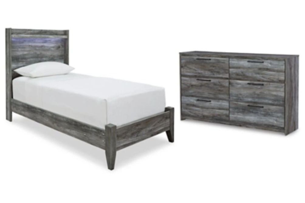 Signature Design by Ashley Baystorm Twin Panel Bed and Dresser-Gray