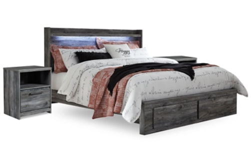 Signature Design by Ashley Baystorm King Panel Storage Bed and 2 Nightstands-G