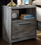 Baystorm Queen Panel Bed, Dresser, Mirror and Nightstand-Gray