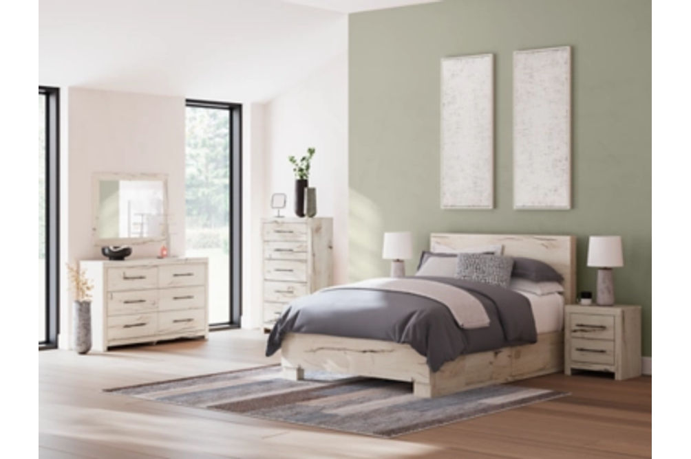 Signature Design by Ashley Lawroy Queen Panel Bed with Storage-Light Natural