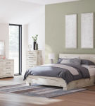 Signature Design by Ashley Lawroy King Panel Bed with Storage-Light Natural