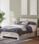 Signature Design by Ashley Lawroy Queen Panel Bed with Storage-Light Natural