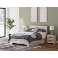 Signature Design by Ashley Lawroy Queen Panel Bed with Storage-Light Natural