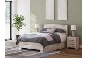 Signature Design by Ashley Lawroy Queen Panel Bed with Storage-Light Natural