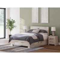 Signature Design by Ashley Lawroy Queen Panel Bed with Storage-Light Natural
