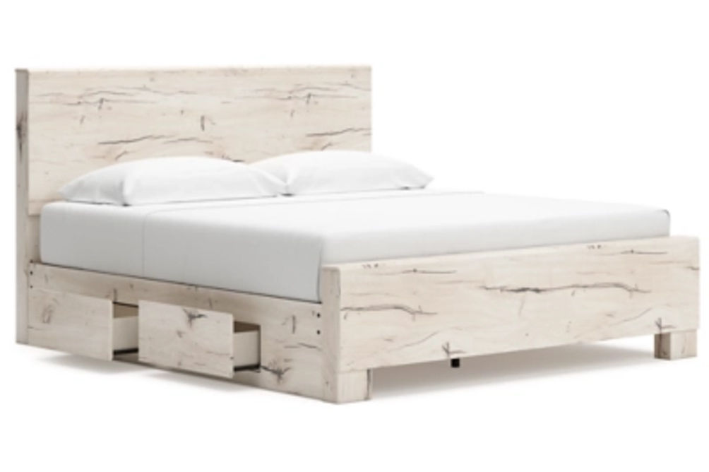 Signature Design by Ashley Lawroy King Panel Bed with Storage-Light Natural