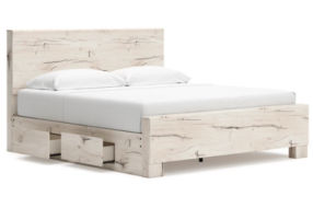 Signature Design by Ashley Lawroy King Panel Bed with Storage-Light Natural