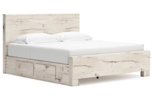 Signature Design by Ashley Lawroy King Panel Bed with Storage-Light Natural