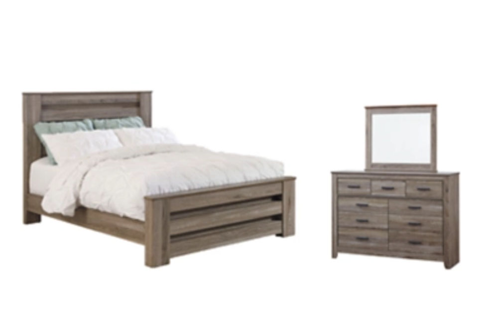 Signature Design by Ashley Zelen Queen Panel Bed, Dresser and Mirror