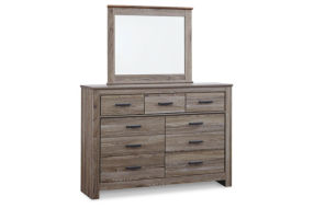 Zelen Full Panel Bed, Dresser, Mirror, and Nightstand-Warm Gray