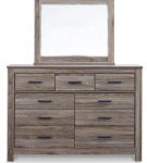 Zelen Full Panel Bed, Dresser, Mirror, and Nightstand-Warm Gray