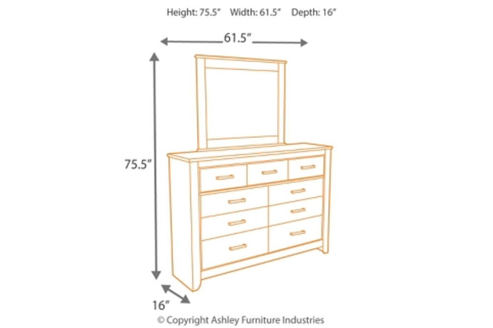 Signature Design by Ashley Zelen Full Panel Bed, Dresser and Mirror