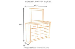 Zelen Queen Panel Bed, Dresser, Mirror and Nightstand-Warm Gray