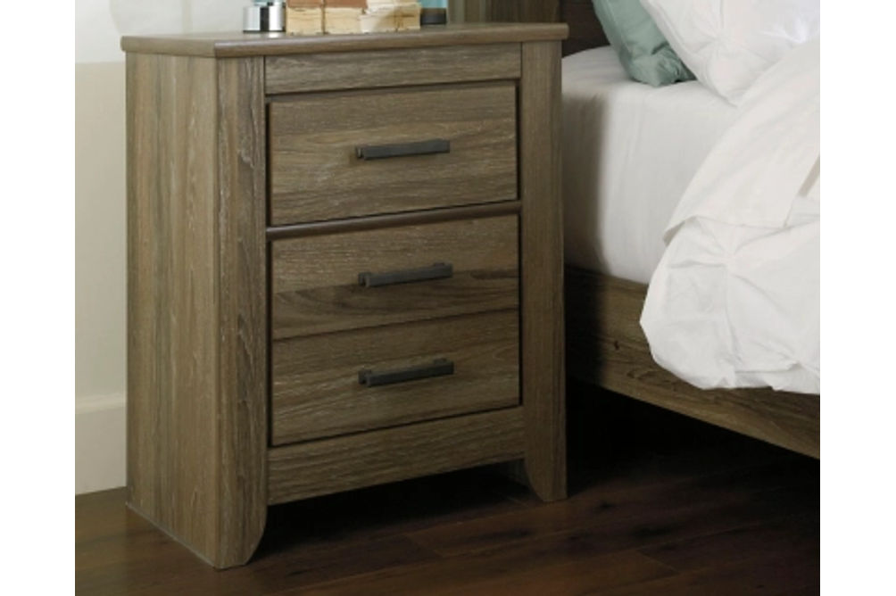 Zelen King Panel Bed, Dresser, Mirror and Nightstand-Warm Gray