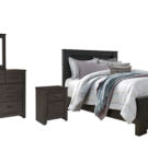 Brinxton Queen Panel Bed, Dresser, Mirror and Nightstand-Charcoal