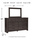 Brinxton King Panel Bed, Dresser, Mirror and Nightstand-Charcoal