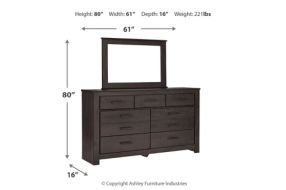 Brinxton King Panel Bed, Dresser, Mirror and Nightstand-Charcoal