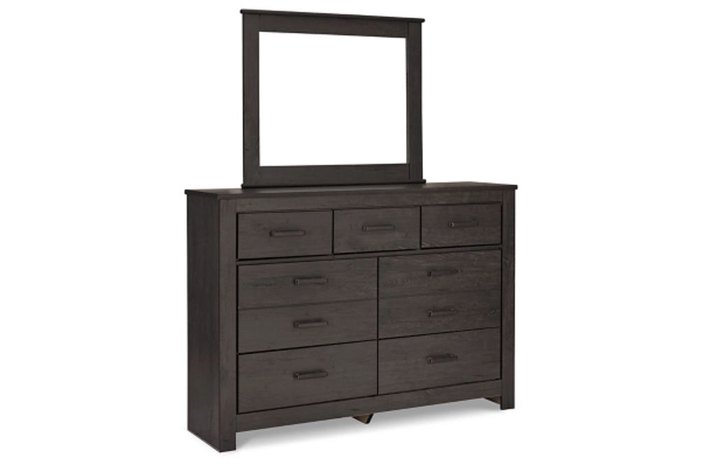 Brinxton King Panel Bed, Dresser, Mirror and Nightstand-Charcoal