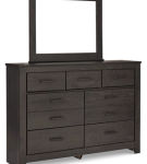 Brinxton Queen Panel Bed, Dresser, Mirror and Nightstand-Charcoal