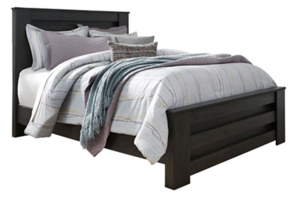 Brinxton Queen Panel Bed, Dresser, Mirror and Nightstand-Charcoal