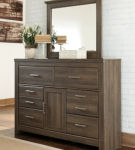 Juararo King Poster Bed, Dresser, Mirror, Chest and Nightstand-Dark Brown