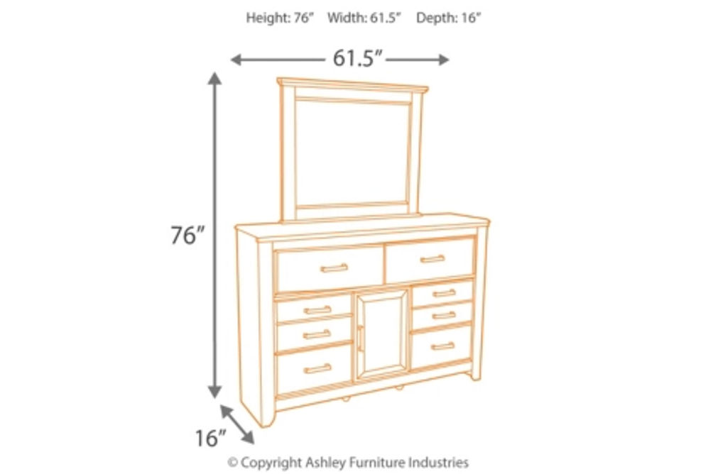 Juararo King Poster Bed, Dresser, Mirror, Chest and Nightstand-Dark Brown