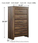 Juararo King Poster Bed, Dresser, Mirror, Chest and Nightstand-Dark Brown