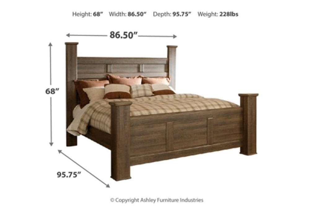 Signature Design by Ashley Juararo King Poster Bed-Dark Brown