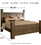 Juararo King Poster Bed, Dresser, Mirror and Nightstand-Dark Brown