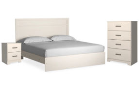 Signature Design by Ashley Stelsie King Panel Bed, Chest and Nightstand-White