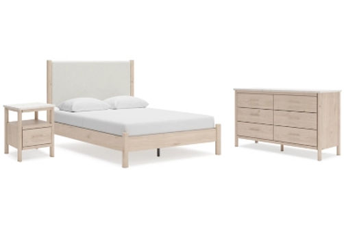 Signature Design by Ashley Cadmori Queen Upholstered Panel Bed, Dresser and Ni