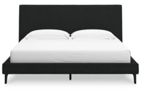 Signature Design by Ashley Cadmori King Upholstered Bed with Roll Slats-Black